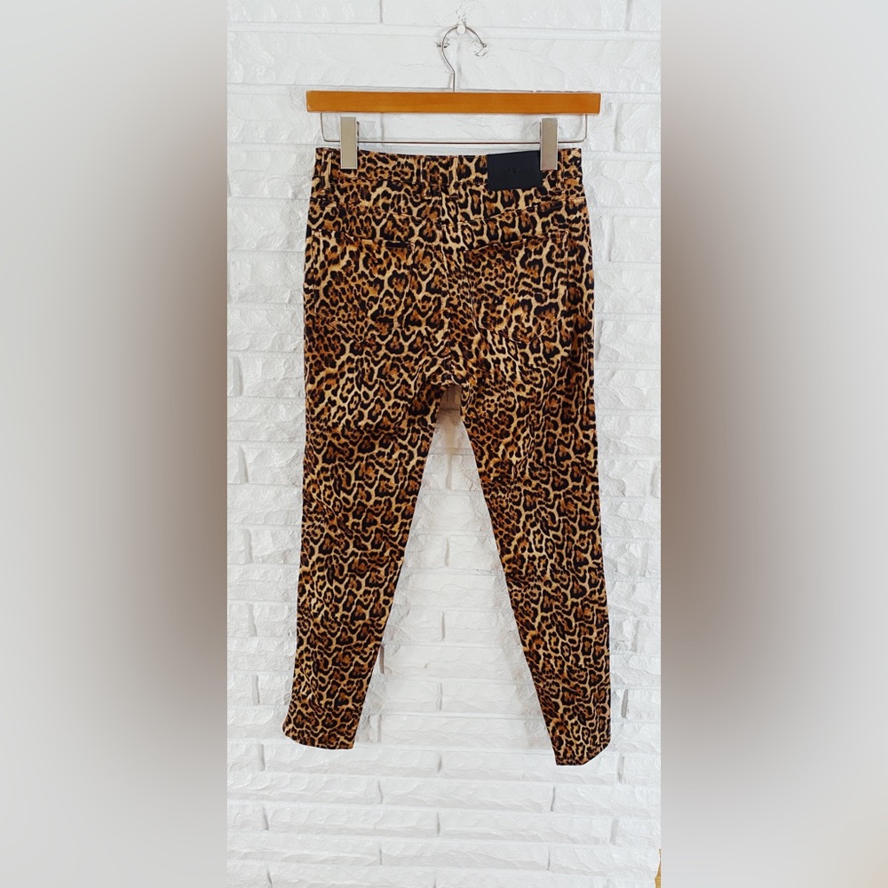 Zara Brown Leopard Print Mid Rise Zipper Pockets Pants - Picture 5 of 7